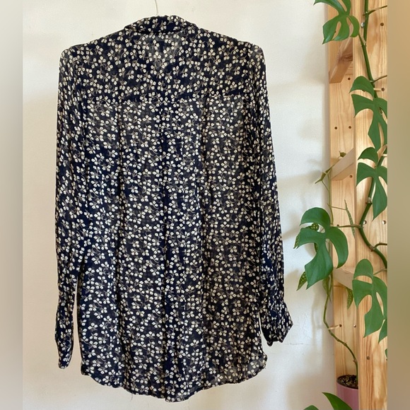 Ganni Newman Georgette dark blue floral patterned blouse - Picture 4 of 5